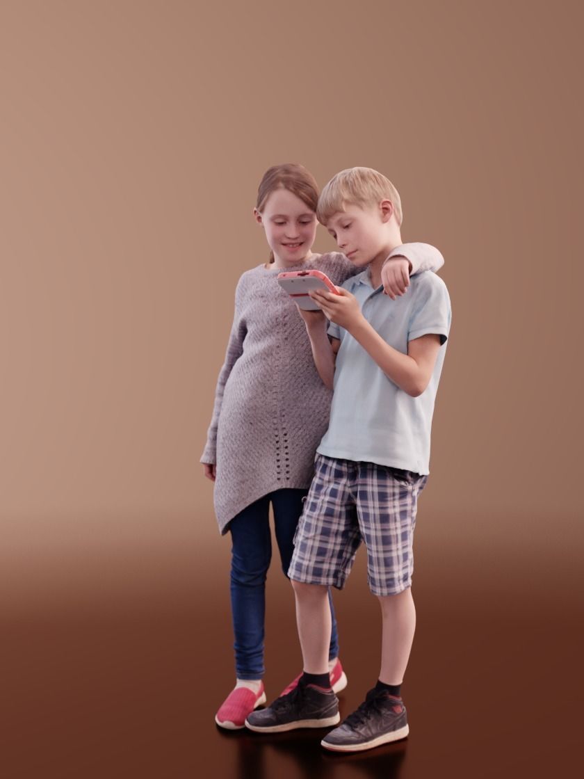 Mara and Leo 10192 - Casual Kids Low-poly 3D model_1