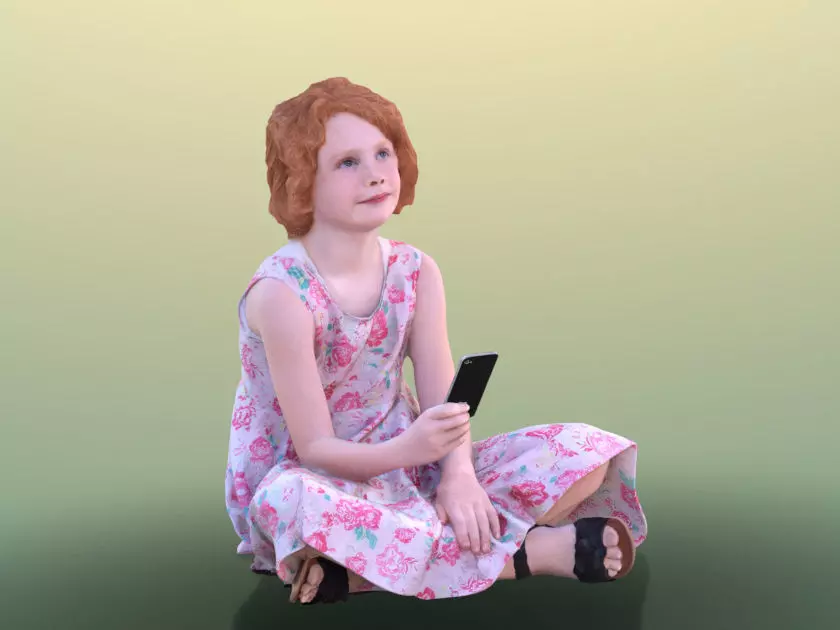 Mila 10210 - Sitting Casual Girl Low-poly 3D model_0