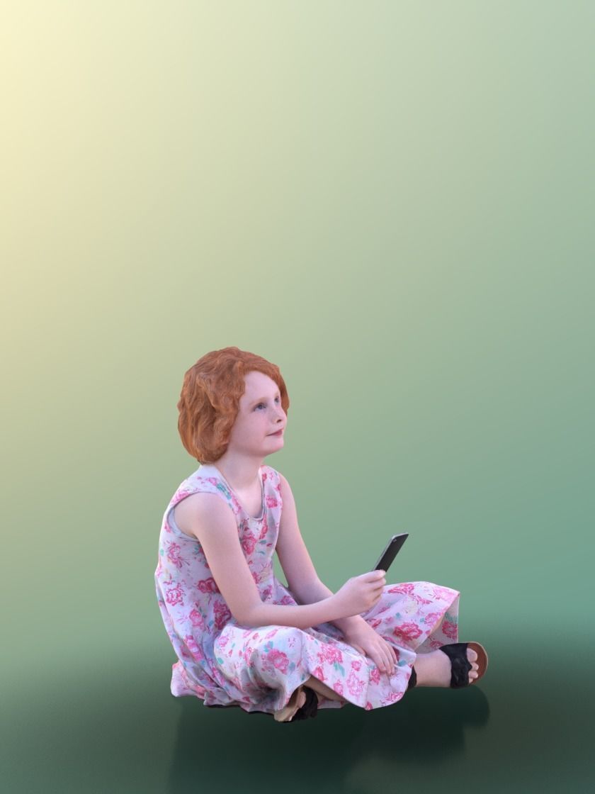 Mila 10210 - Sitting Casual Girl Low-poly 3D model_2