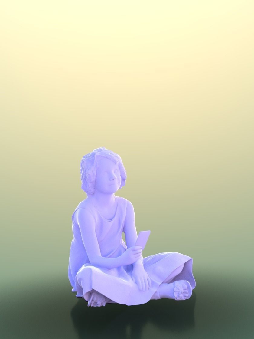 Mila 10210 - Sitting Casual Girl Low-poly 3D model_3