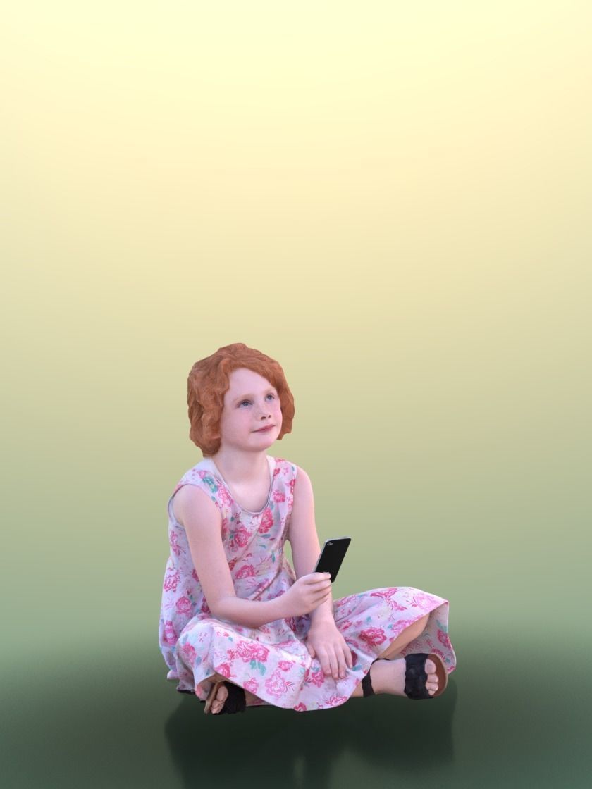 Mila 10210 - Sitting Casual Girl Low-poly 3D model_1