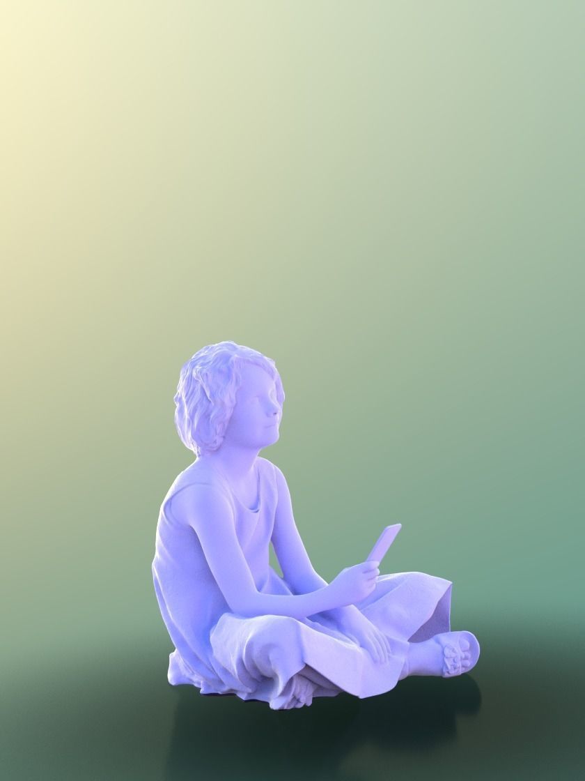 Mila 10210 - Sitting Casual Girl Low-poly 3D model_4