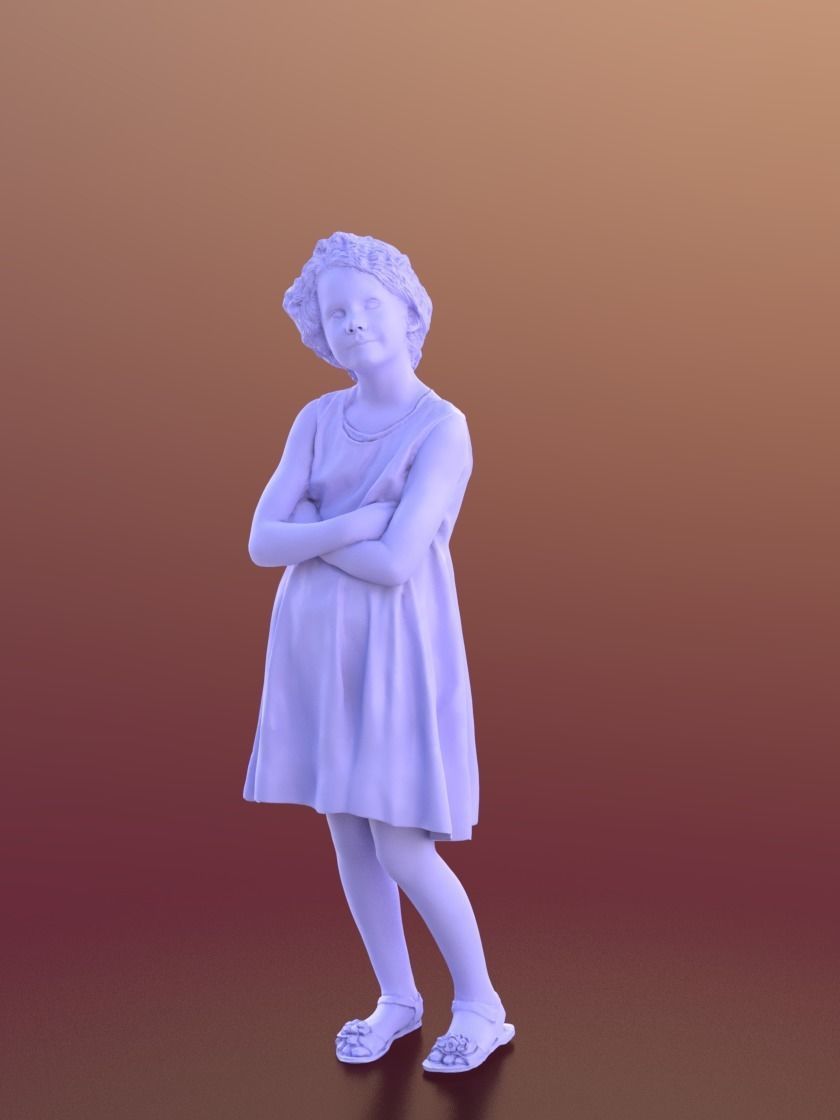 Mila 10211 - Standing Casual Girl Low-poly 3D model_3