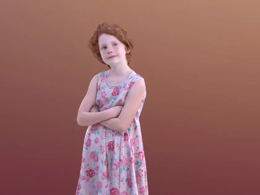 Mila 10211 - Standing Casual Girl Low-poly 3D model_0