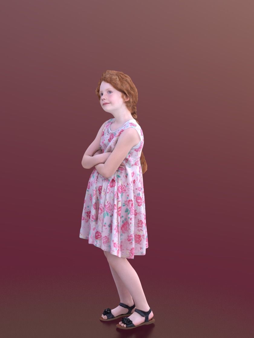 Mila 10211 - Standing Casual Girl Low-poly 3D model_2