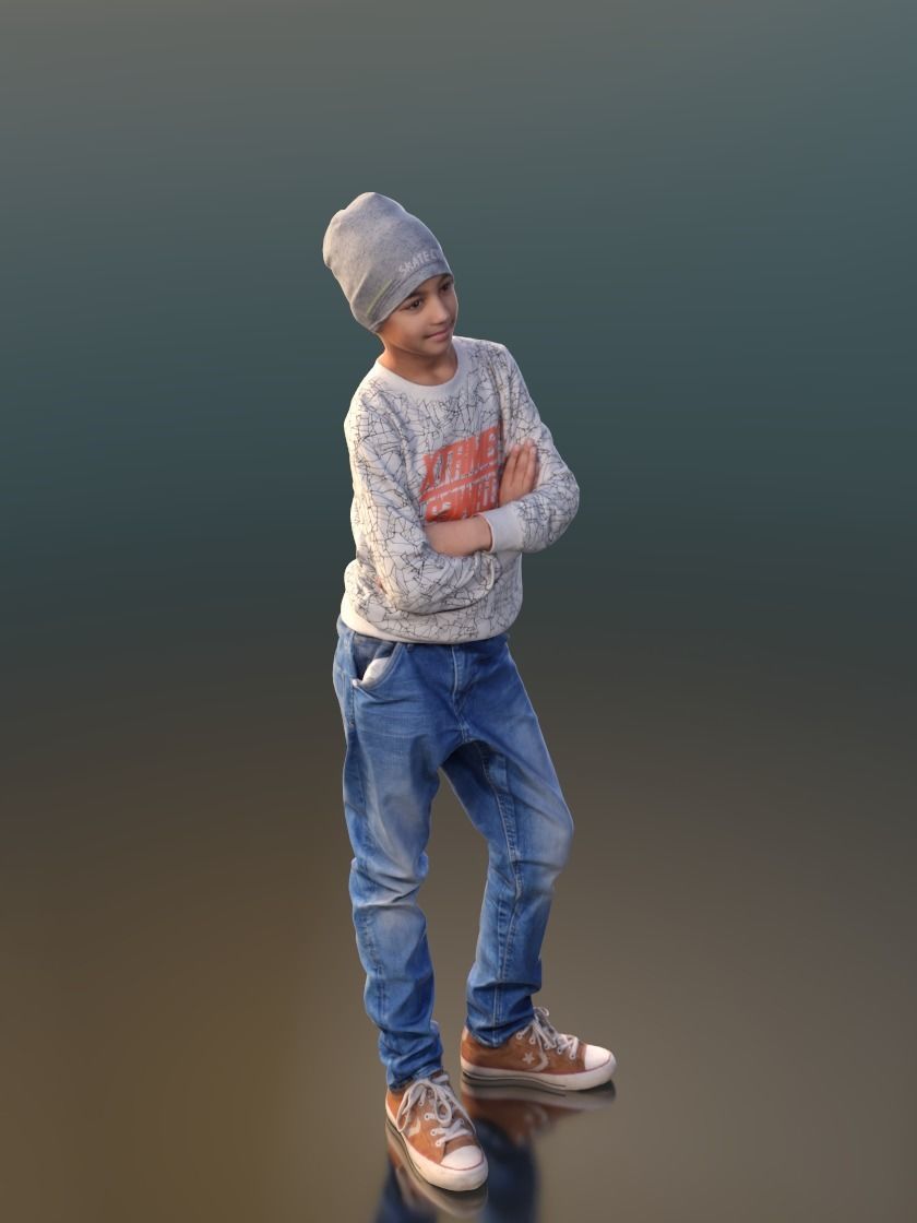 Amal 10216 - Standing Casual Child Low-poly 3D model_2