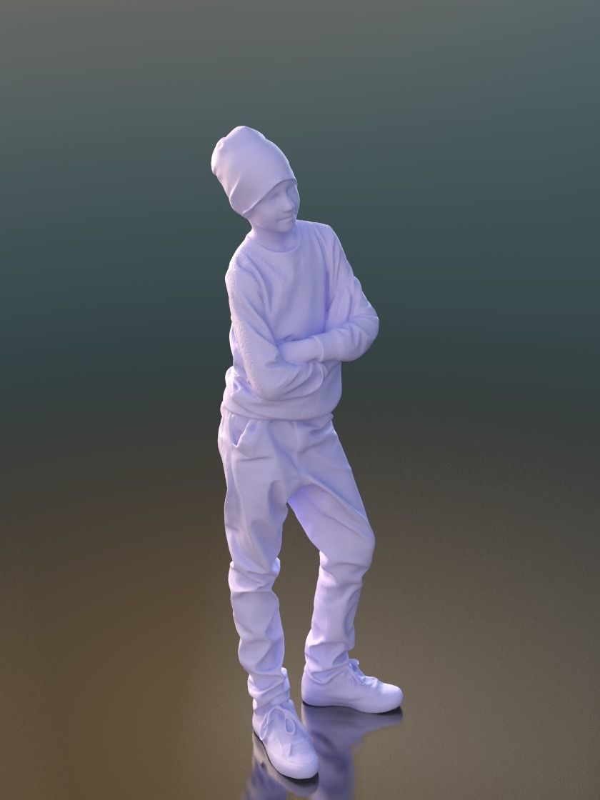 Amal 10216 - Standing Casual Child Low-poly 3D model_4