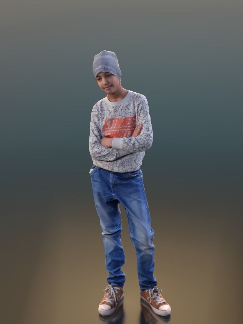 Amal 10216 - Standing Casual Child Low-poly 3D model_1