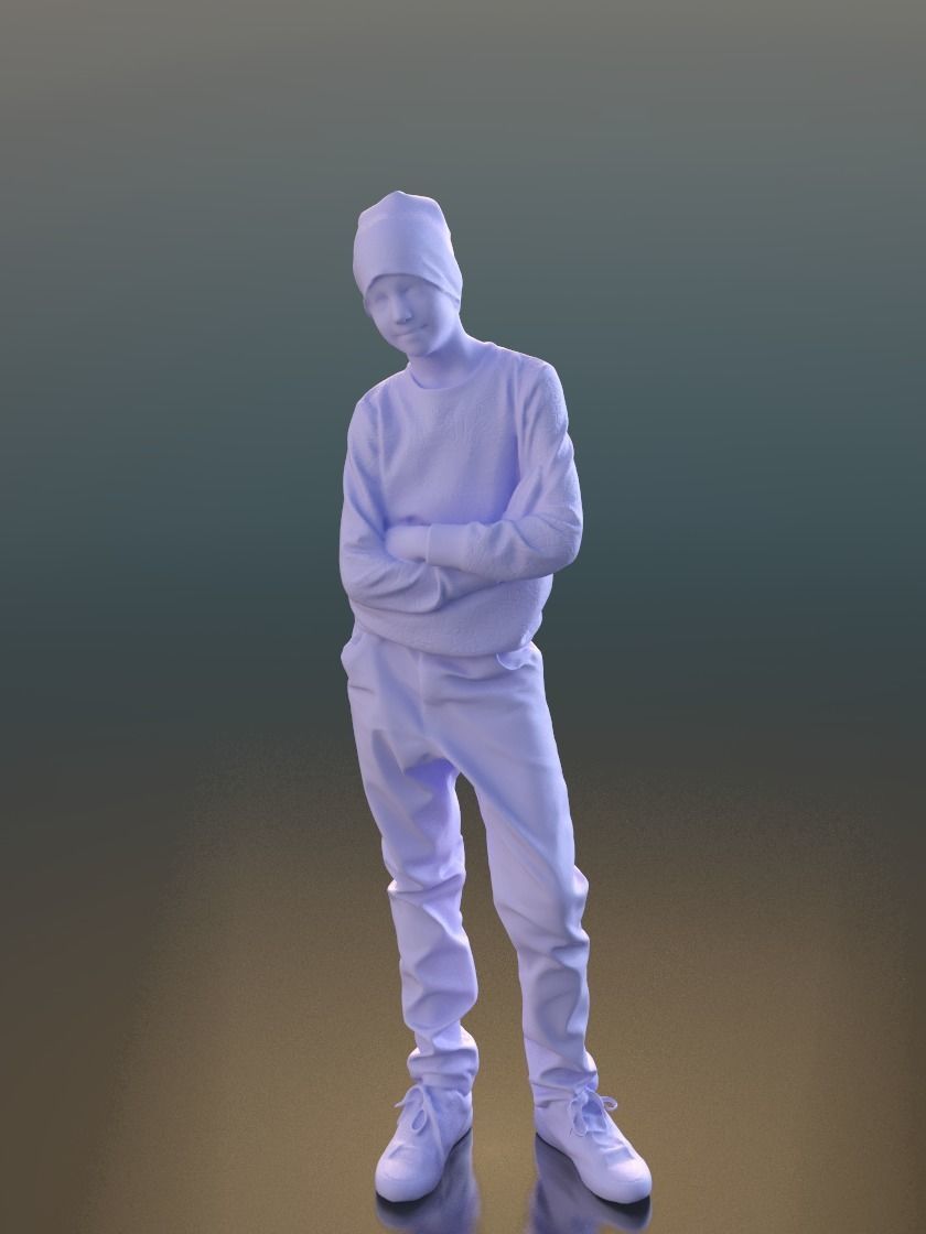 Amal 10216 - Standing Casual Child Low-poly 3D model_3