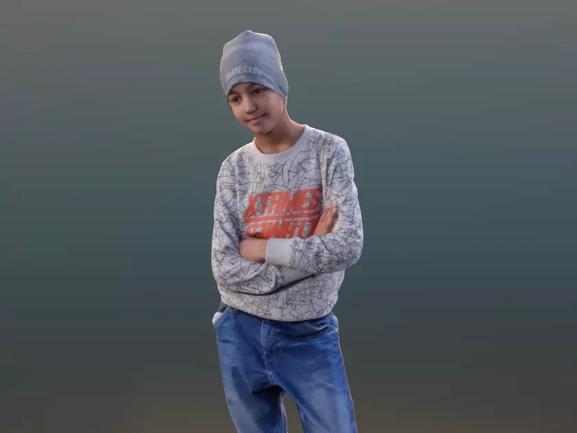 Amal 10216 - Standing Casual Child Low-poly 3D model_0