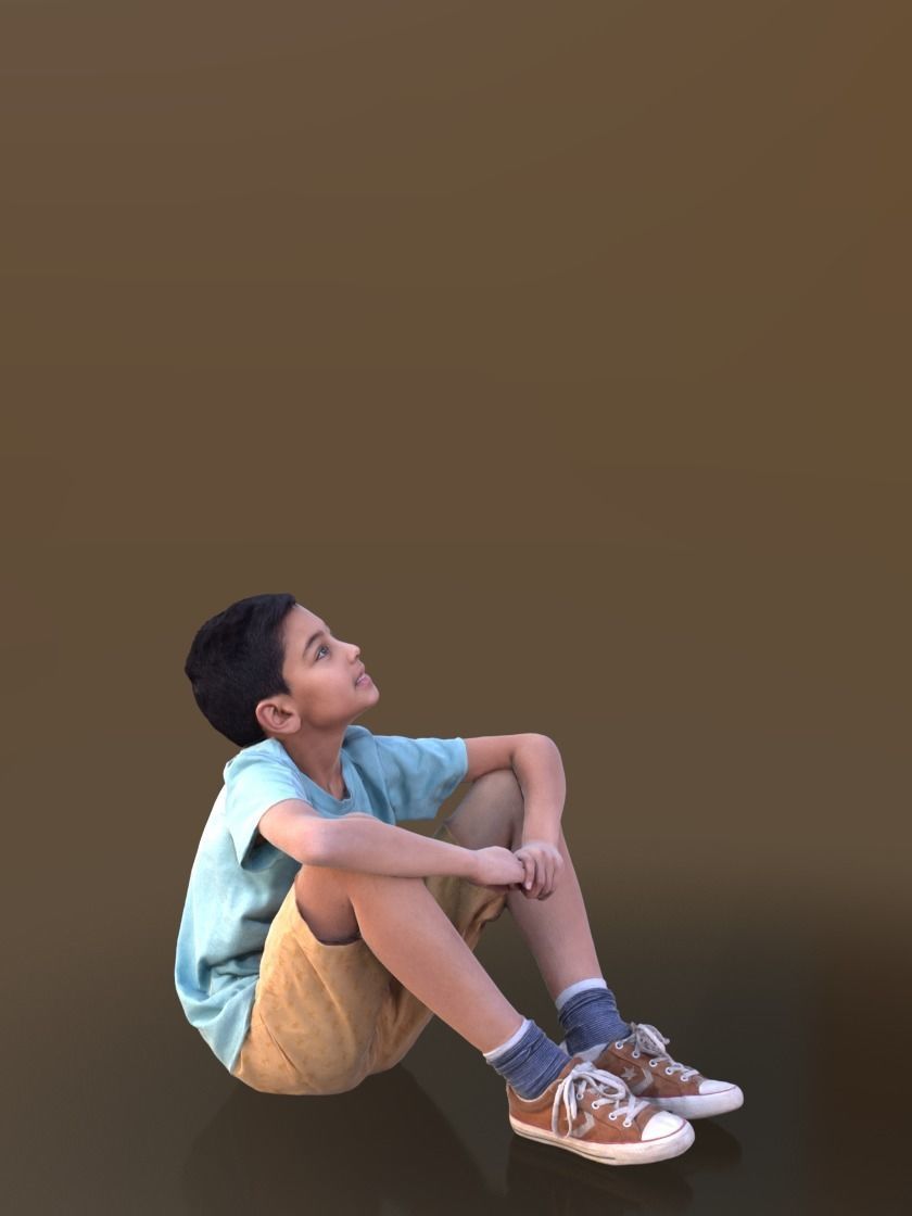 Amal 10218 - Sitting Casual Child Low-poly 3D model_2