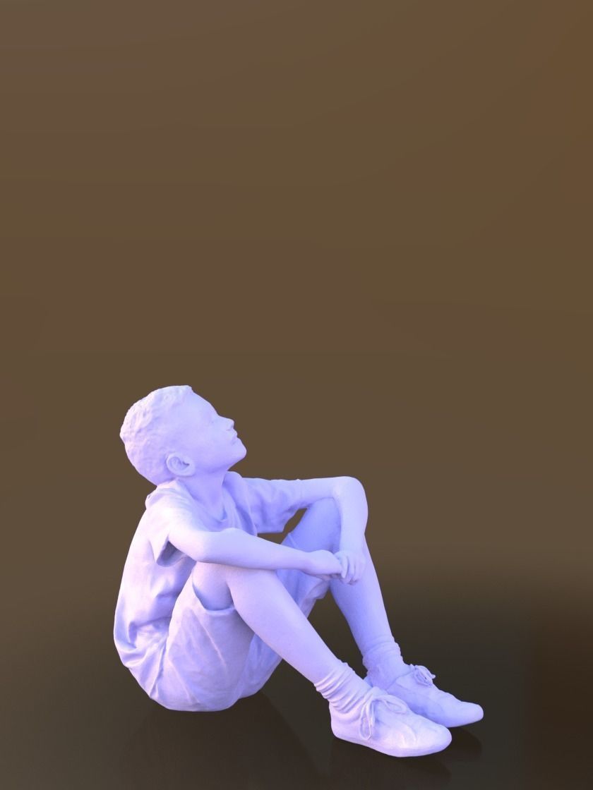 Amal 10218 - Sitting Casual Child Low-poly 3D model_4