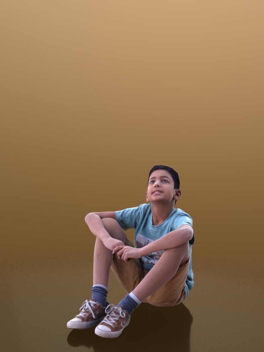 Amal 10218 - Sitting Casual Child Low-poly 3D model_1