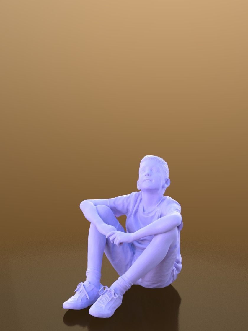 Amal 10218 - Sitting Casual Child Low-poly 3D model_3