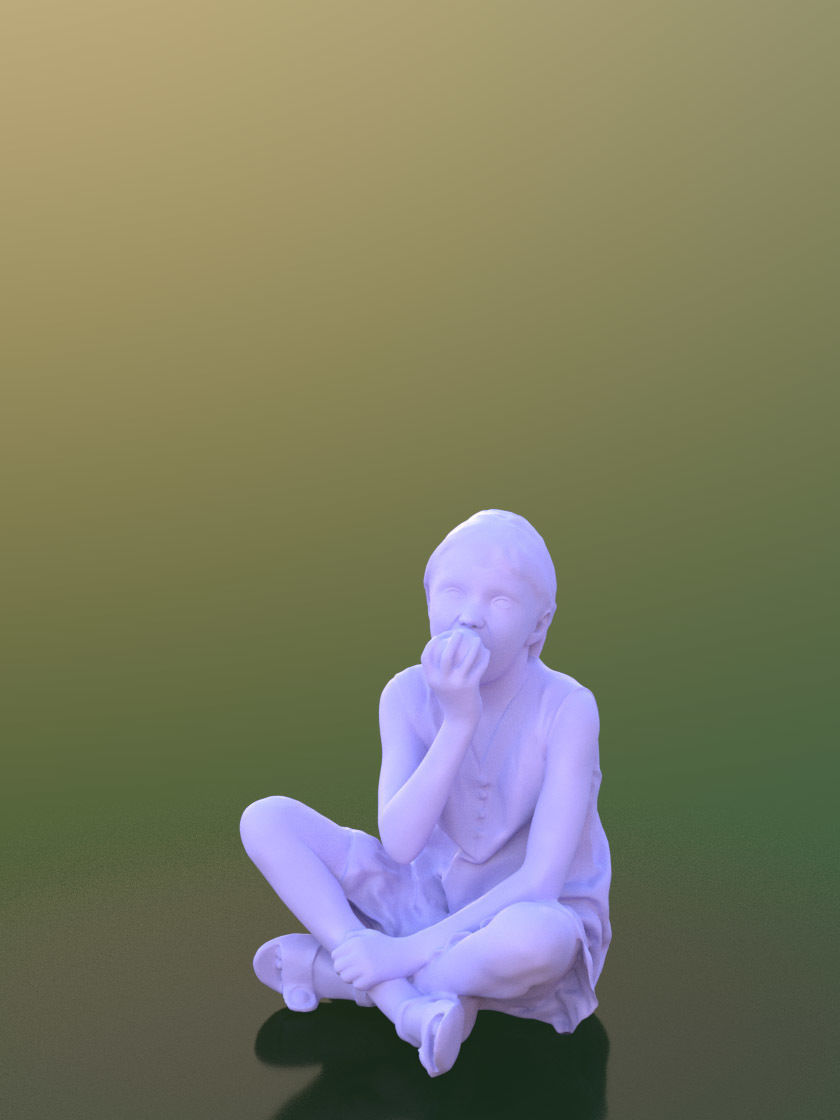 Lilly 10251 - Sitting eating Girl Low-poly 3D model_3