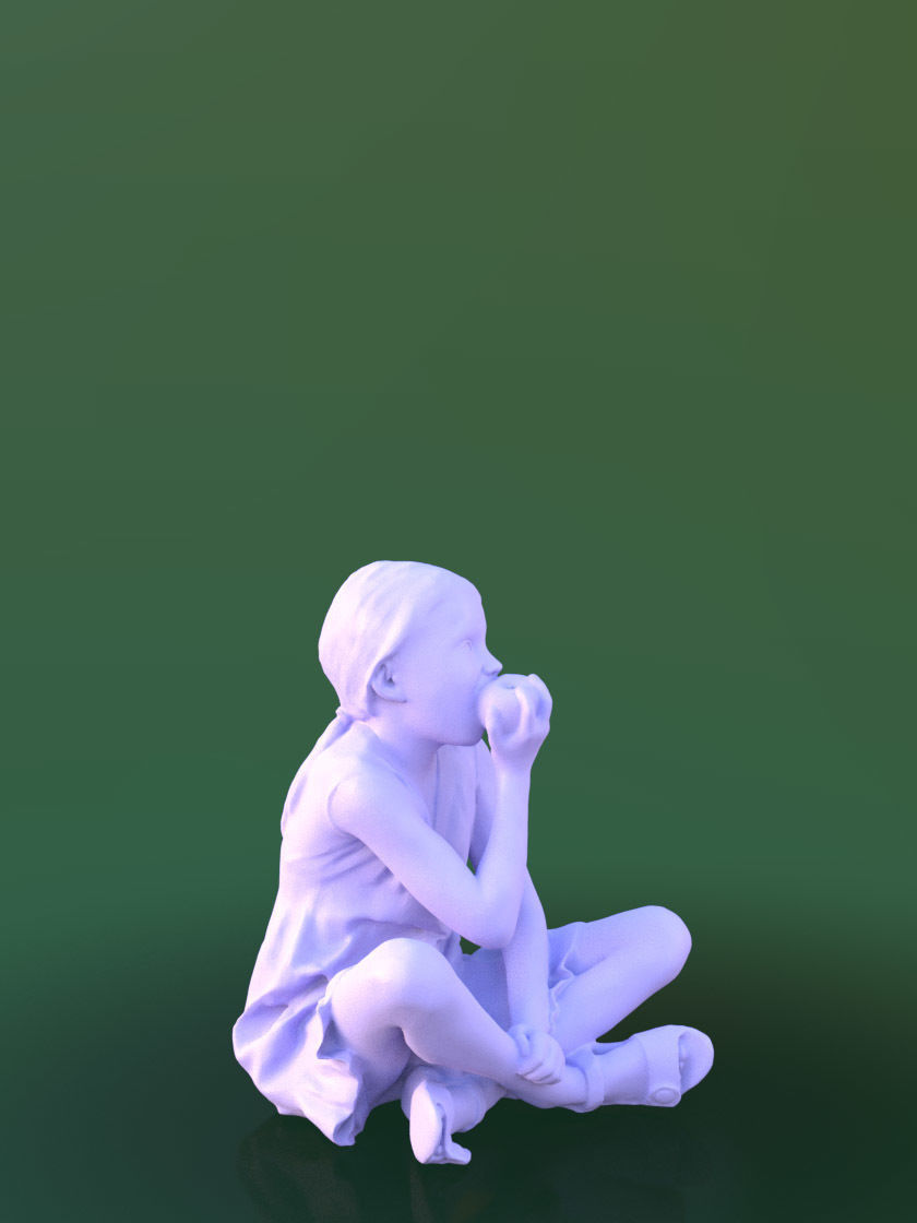 Lilly 10251 - Sitting eating Girl Low-poly 3D model_4