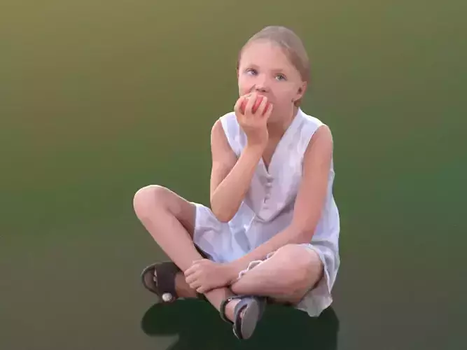 Lilly 10251 - Sitting eating Girl Low-poly 3D model