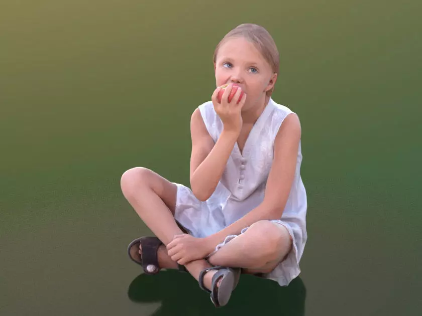 Lilly 10251 - Sitting eating Girl Low-poly 3D model_0