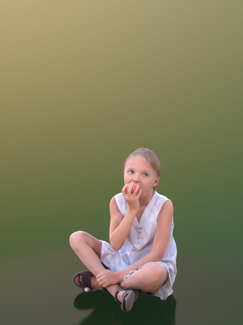 Lilly 10251 - Sitting eating Girl Low-poly 3D model_1