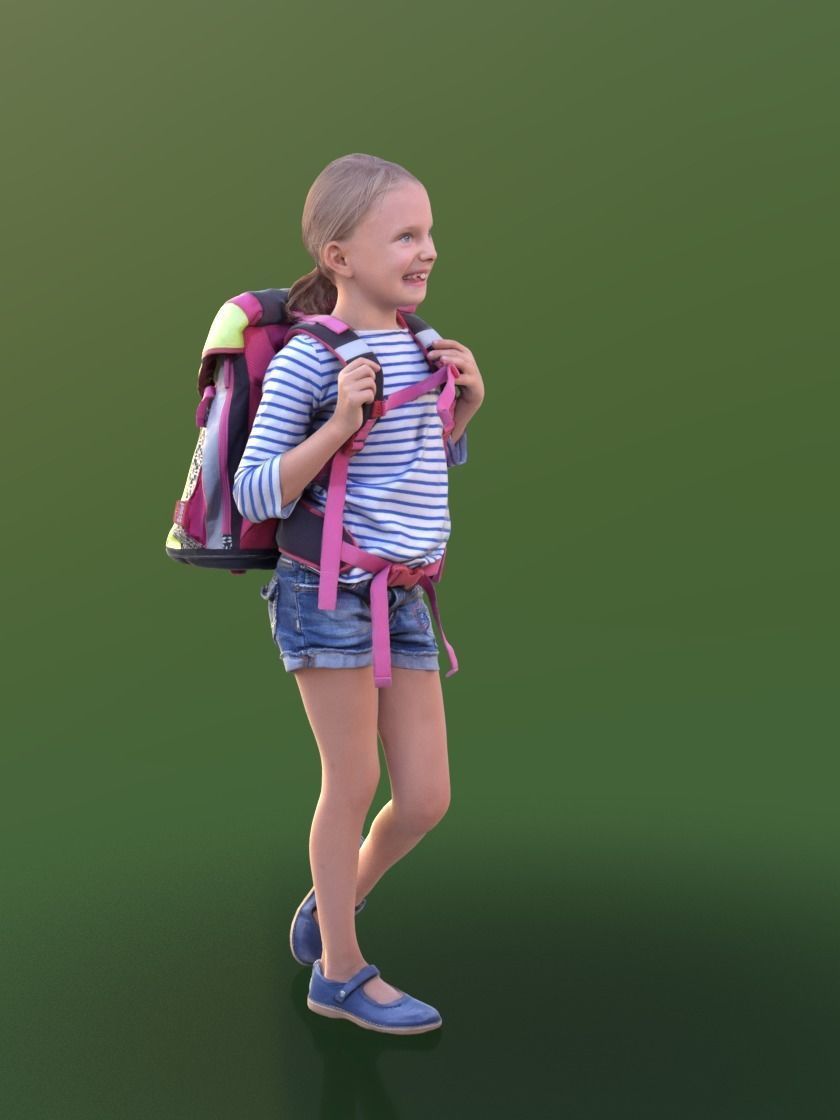 Lilly 10290 - Walking School Girl Low-poly 3D model_2