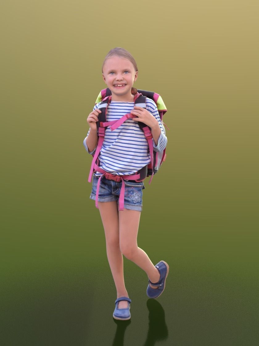 Lilly 10290 - Walking School Girl Low-poly 3D model_1
