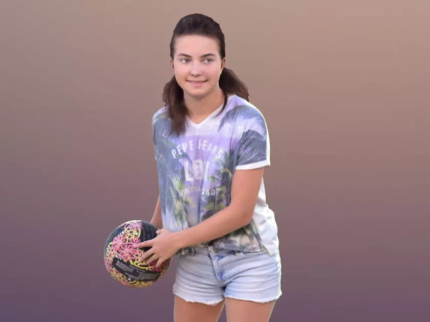 Layla 10291 - Playing Volleyball Girl Low-poly 3D model_0