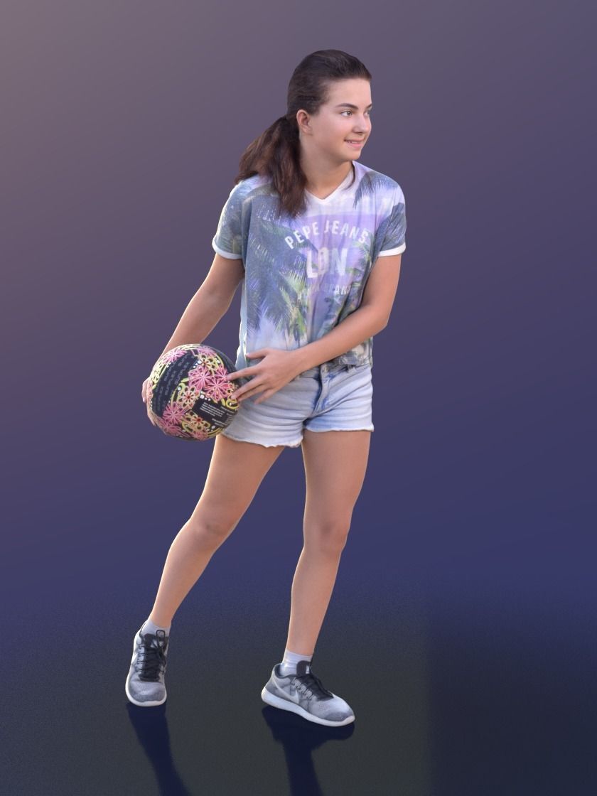 Layla 10291 - Playing Volleyball Girl Low-poly 3D model_2