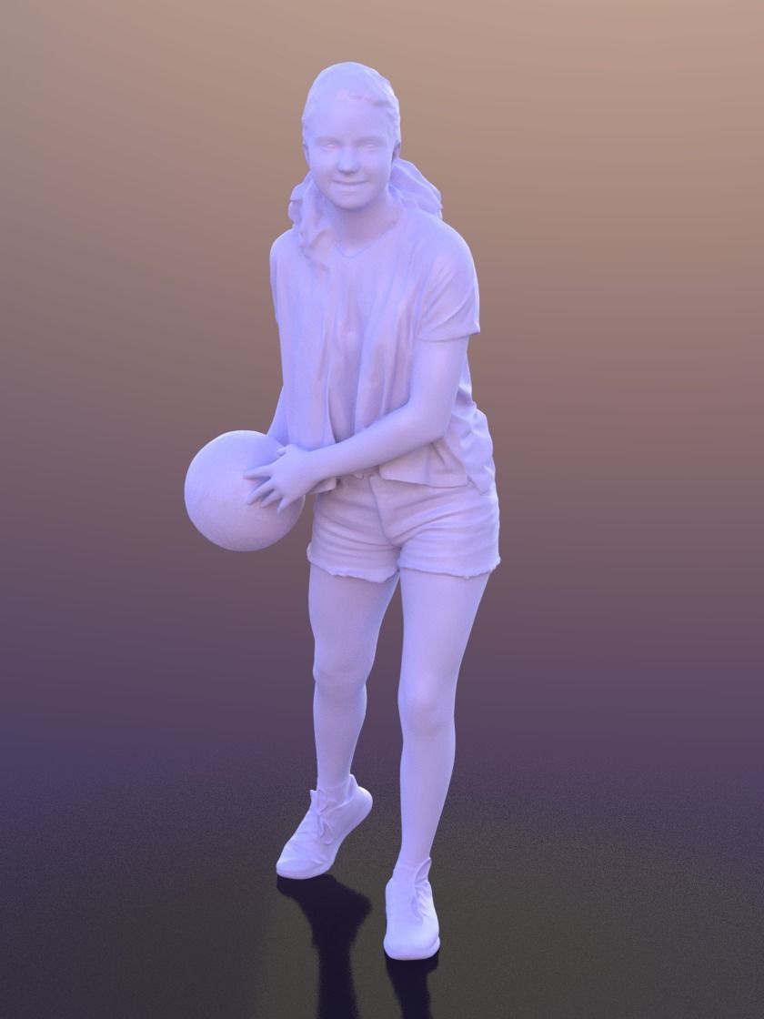 Layla 10291 - Playing Volleyball Girl Low-poly 3D model_3