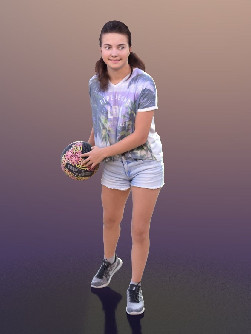 Layla 10291 - Playing Volleyball Girl Low-poly 3D model_1