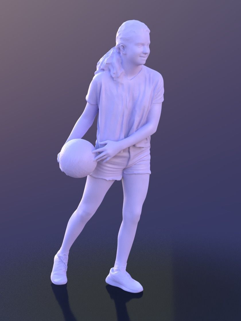 Layla 10291 - Playing Volleyball Girl Low-poly 3D model_4