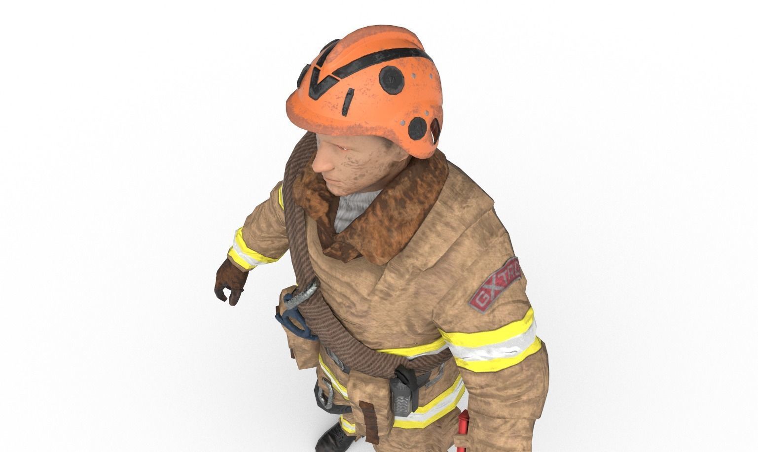 Firefighter character Low-poly 3D model_8