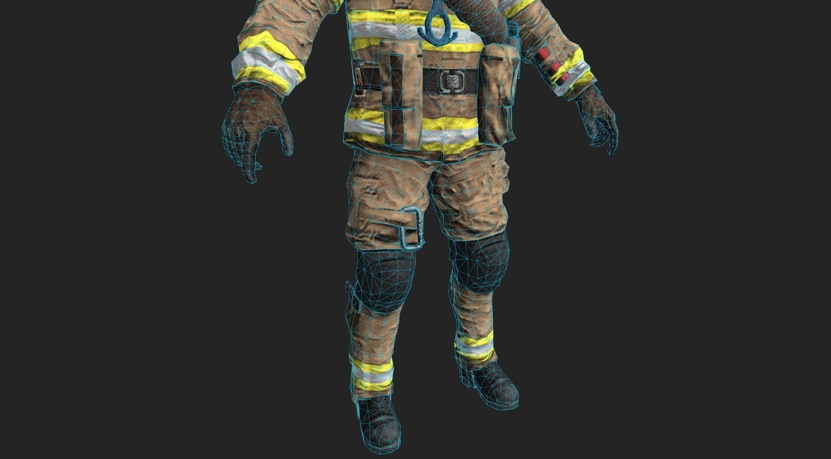 Firefighter character Low-poly 3D model_5
