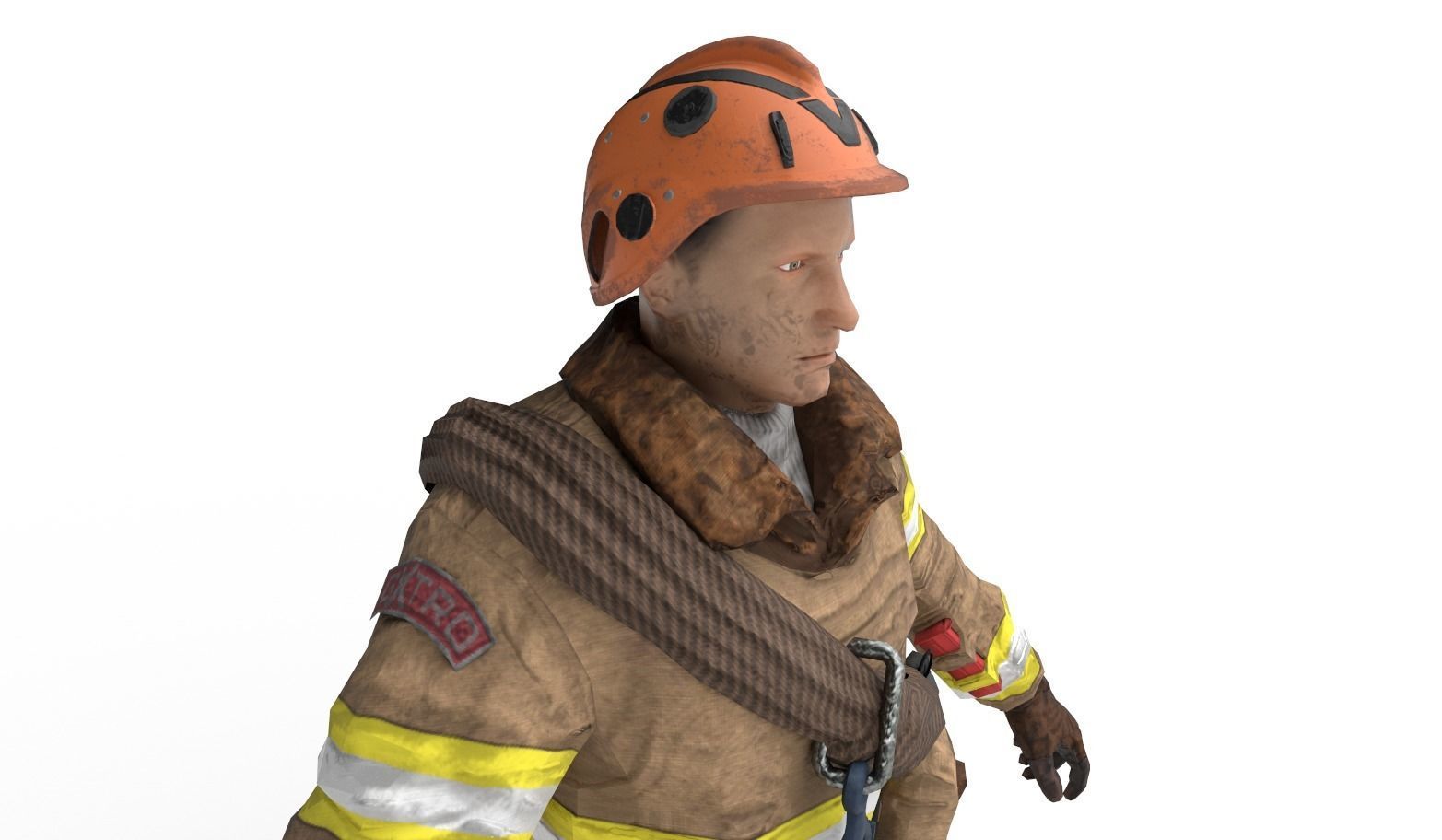 Firefighter character Low-poly 3D model_2