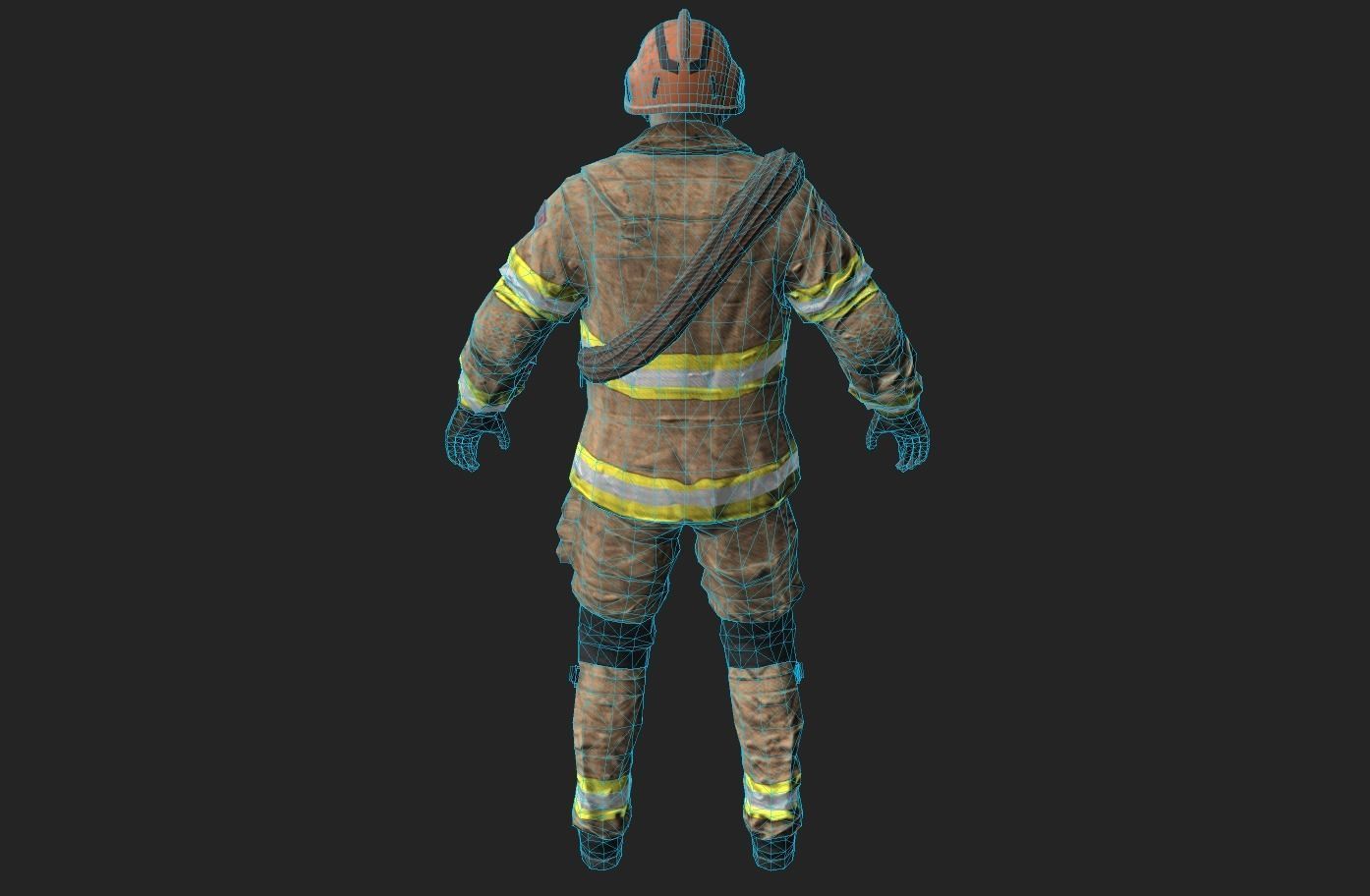Firefighter character Low-poly 3D model_11