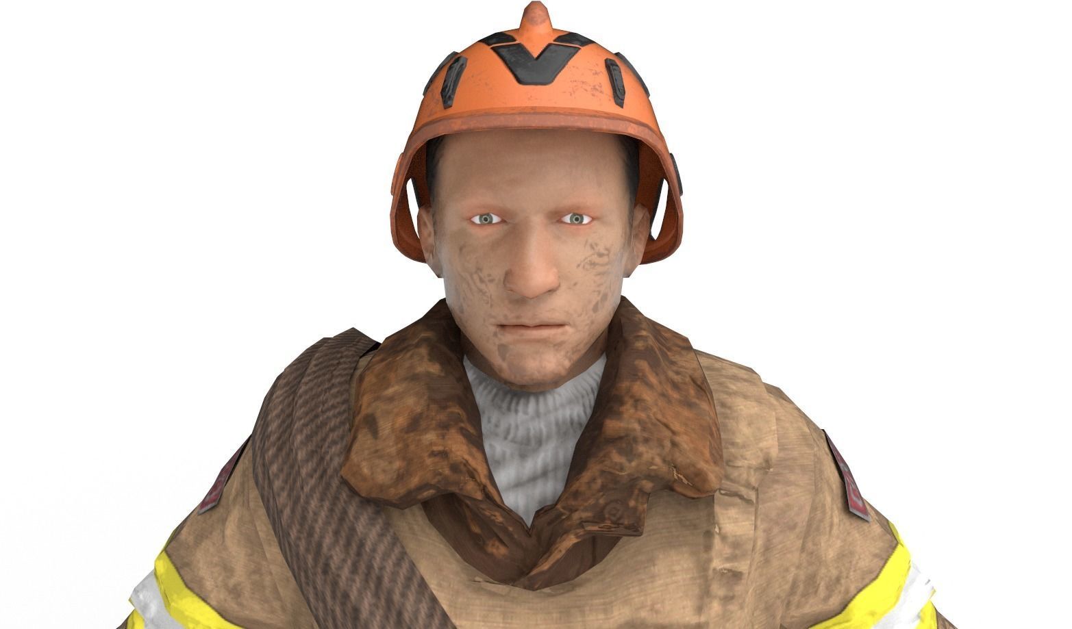 Firefighter character Low-poly 3D model_6