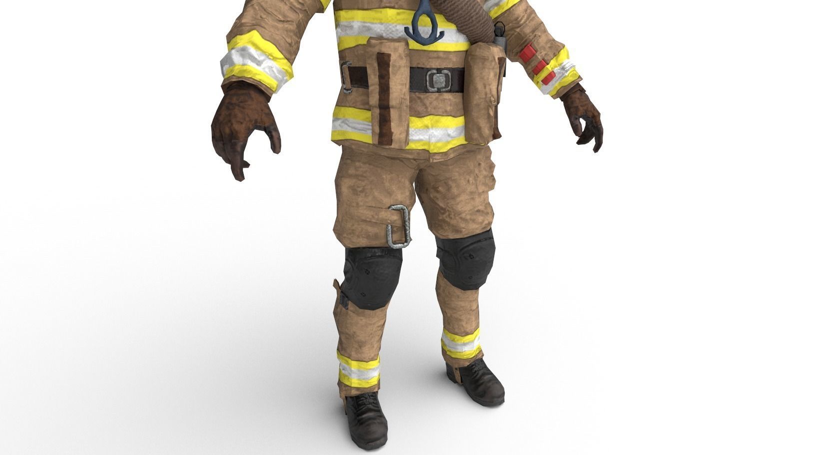 Firefighter character Low-poly 3D model_4