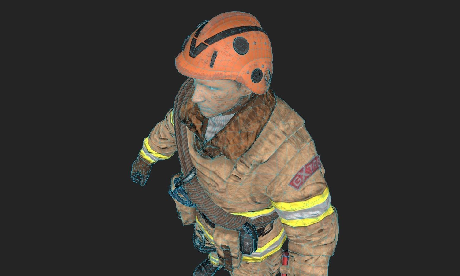 Firefighter character Low-poly 3D model_9