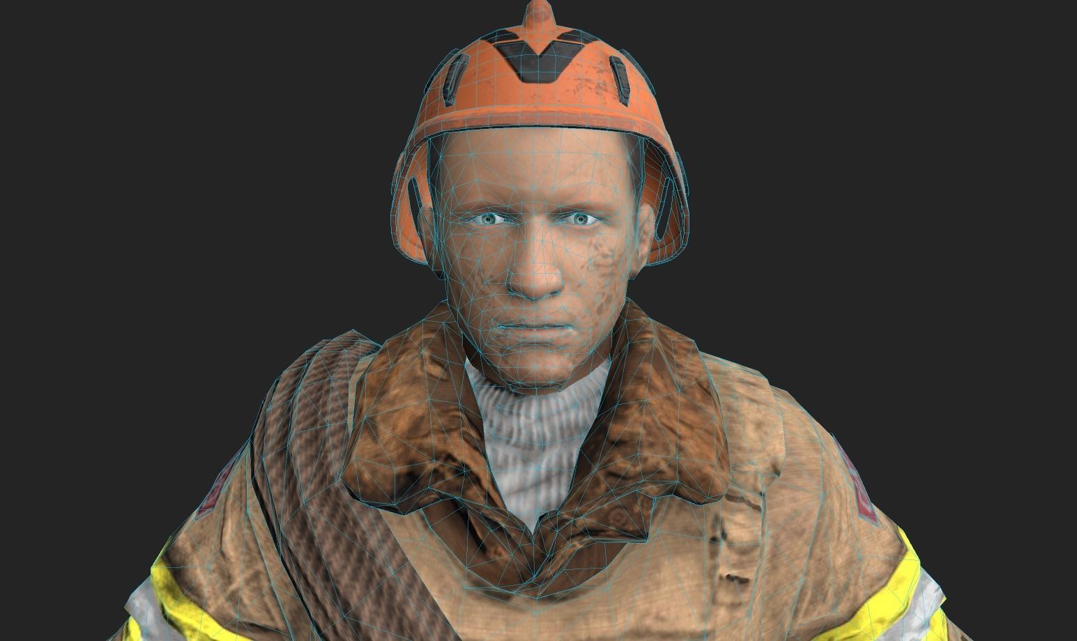 Firefighter character Low-poly 3D model_7