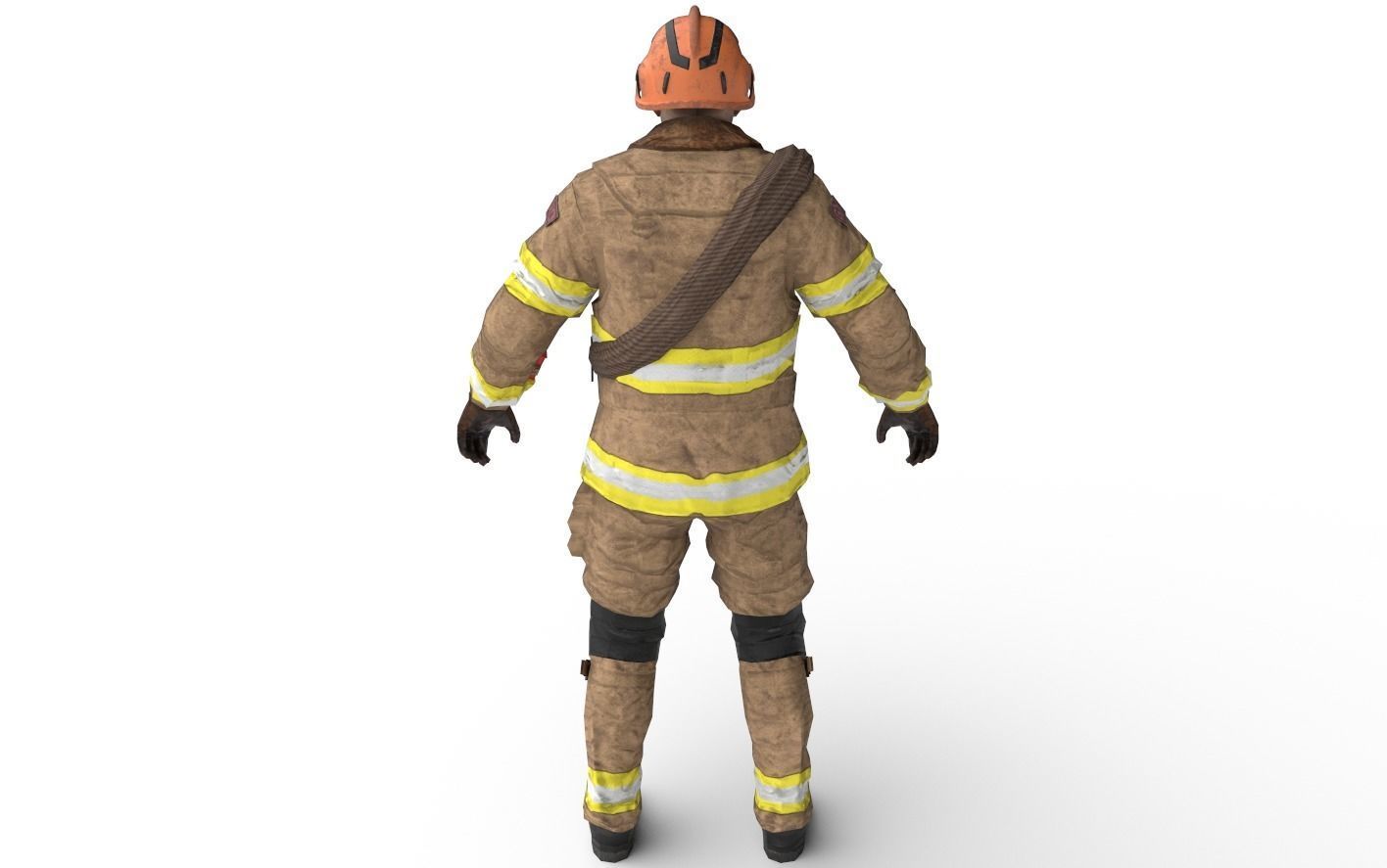 Firefighter character Low-poly 3D model_10