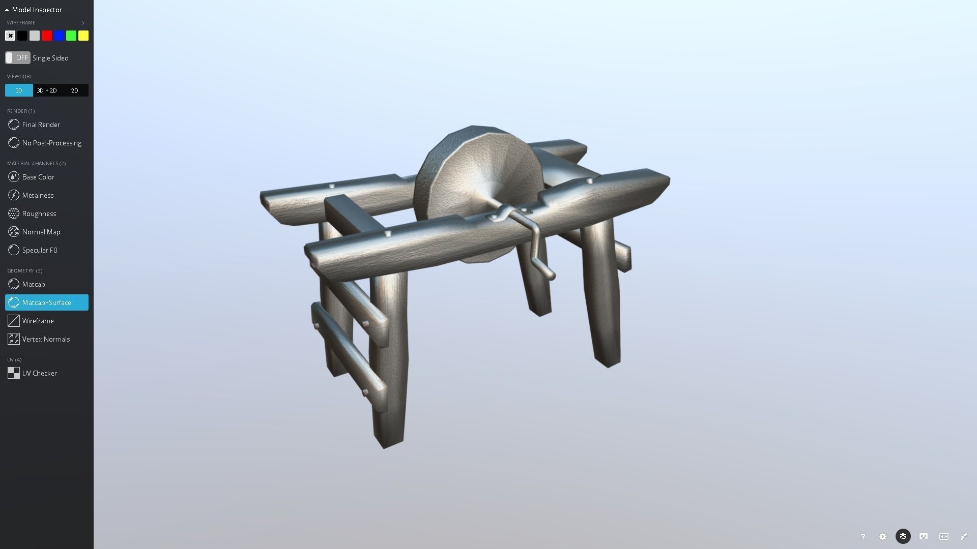 Medieval Grindstone Prop Low-poly 3D model_6