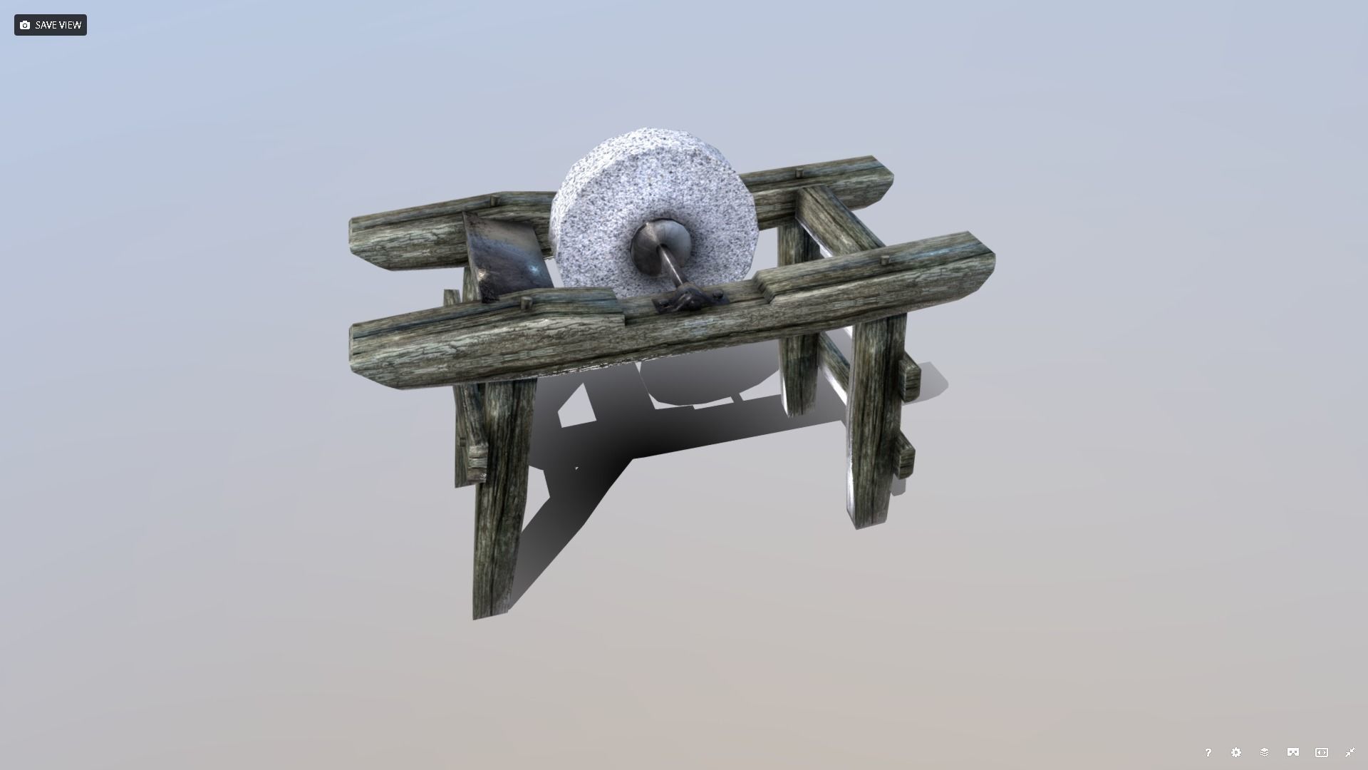 Medieval Grindstone Prop Low-poly 3D model_3