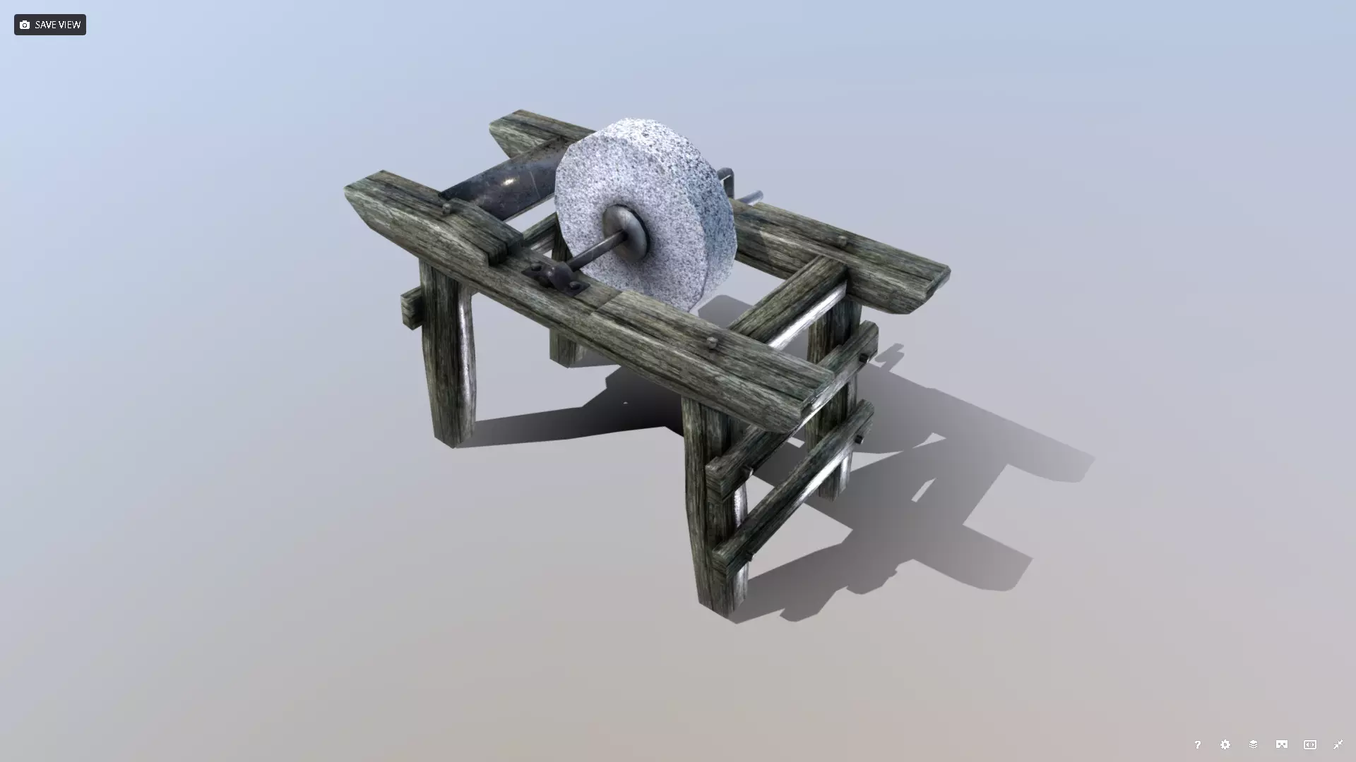 Medieval Grindstone Prop Low-poly 3D model_0