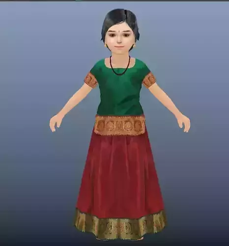  indian little girle  Low-poly 3D model