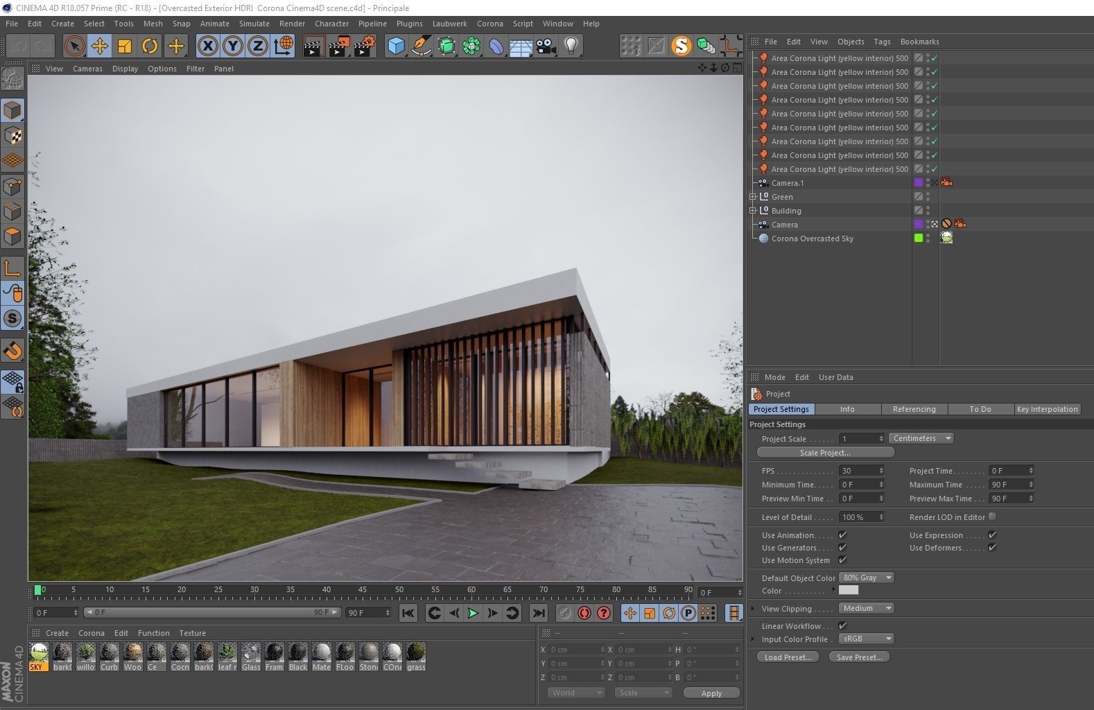 Overcasted Exterior HDRI  Corona Cinema4D scene 3D model_1