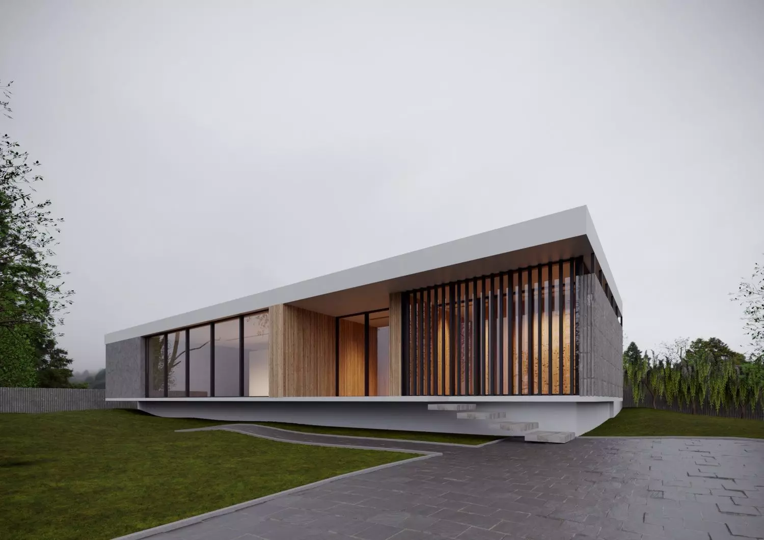 Overcasted Exterior HDRI  Corona Cinema4D scene 3D model_0