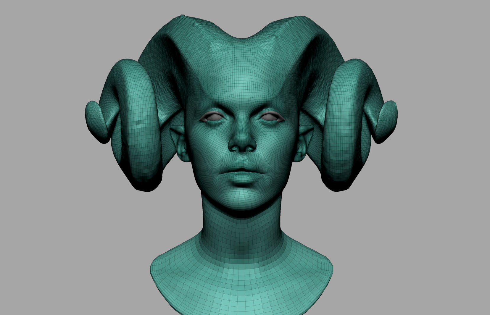Female Creature Head v3 3D model_6