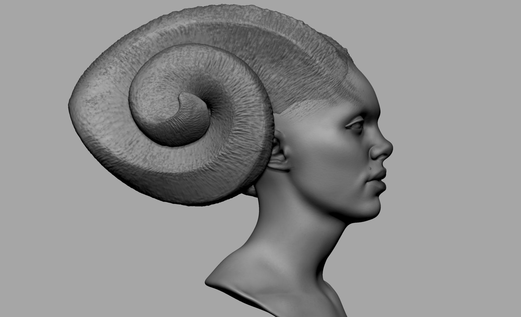 Female Creature Head v3 3D model_1