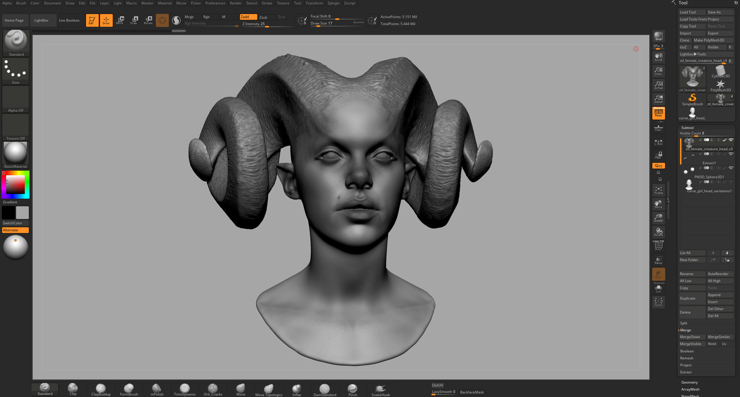 Female Creature Head v3 3D model_11