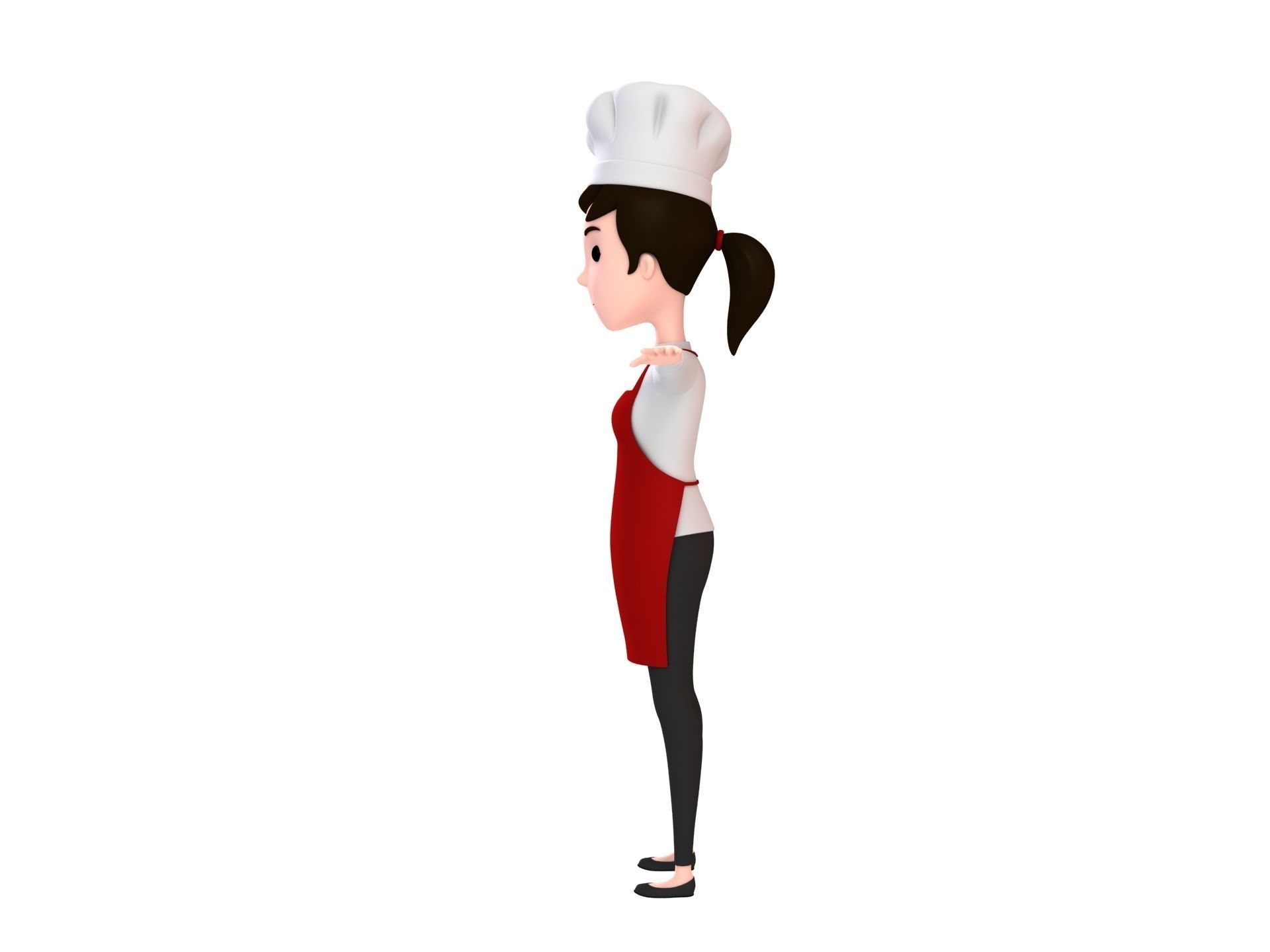 CartoonGirl013 Chef Woman 3D model_2