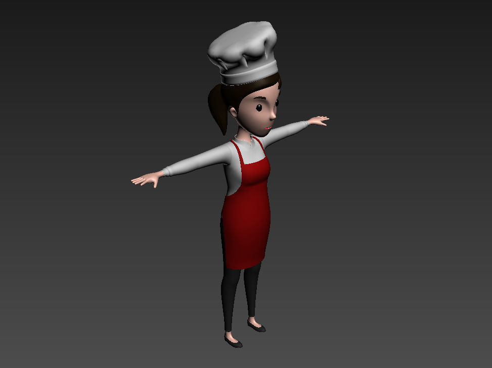 CartoonGirl013 Chef Woman 3D model_15